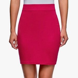 New Women’s Micro Mini Skirt Ribbed with Stretch Wide Waist Band XXS Fuchsia